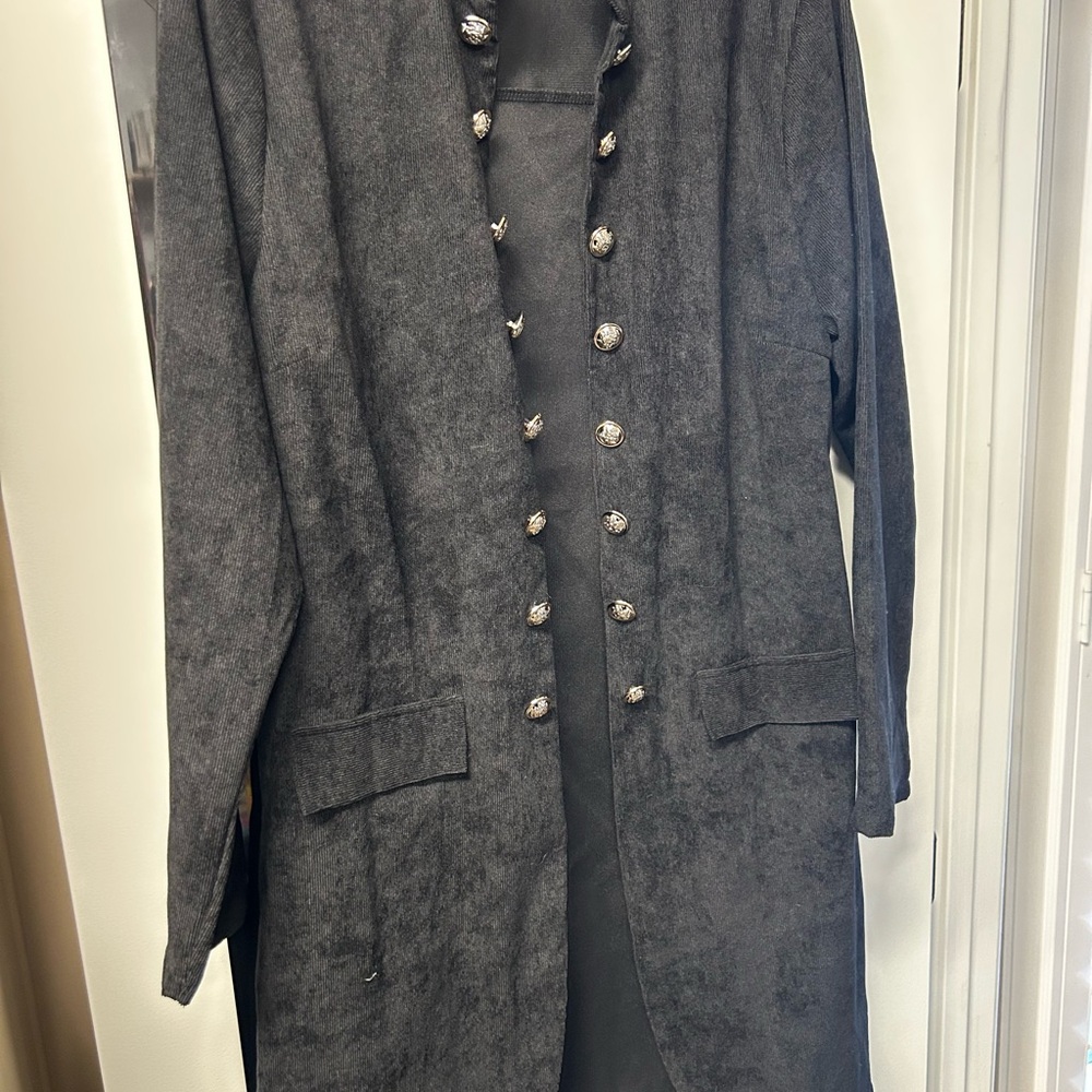 SHEIN Black Military corduroy long jacket